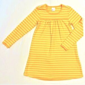 New Hanna Andersson Dress Girls 6-7 120 cm Stripes Yellow White Organic Spring